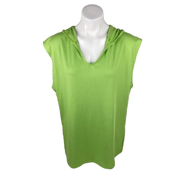 Culture Code Women Medium Green Hoodie Shirt Sleeveless Ribbed Lightweight NWT - Picture 1 of 9